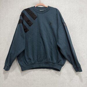 Adidas Anthony Edwards Sweatshirt Mens Large Teal Crewneck 3 Stripes Pullover